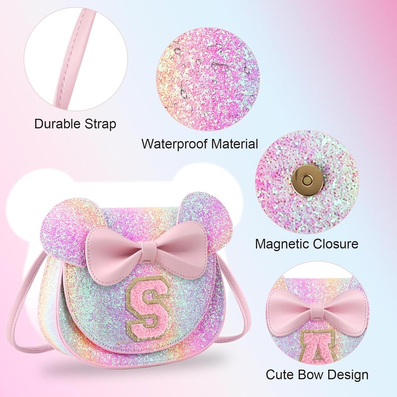 Iqimott Toddler Purse Girl Wallet for 2-10 Year Old Birthday Gift, Personalized Kids Little Mouse Ear Bow Crossbody Shoulder Purse - Image 3